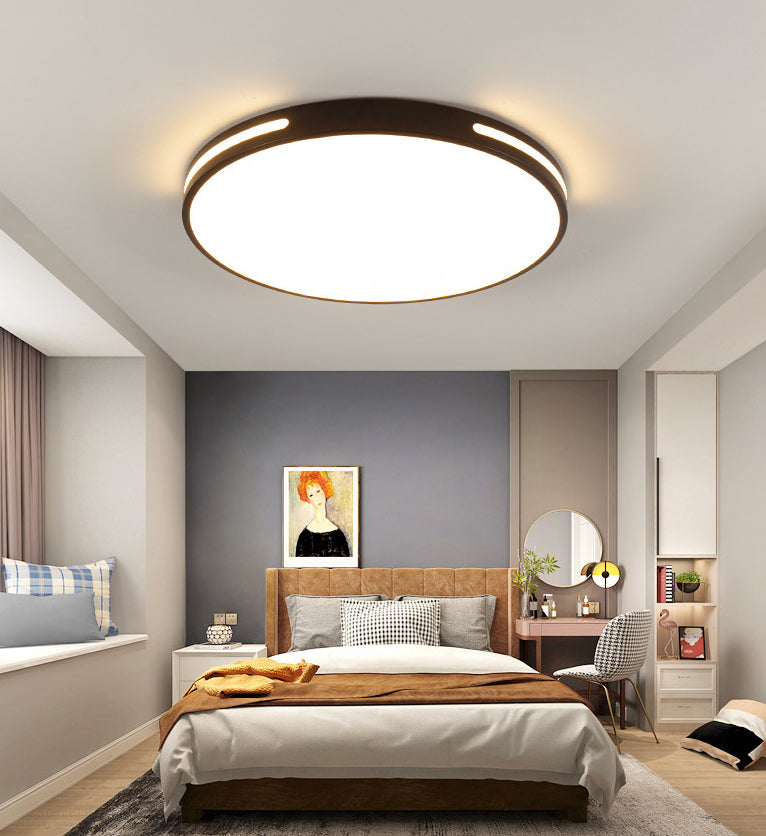 360° Surround Lighting Round LED Ceiling Light Modern Minimalism Metal Openwork Borders Flush Mount Lamp for Study Room