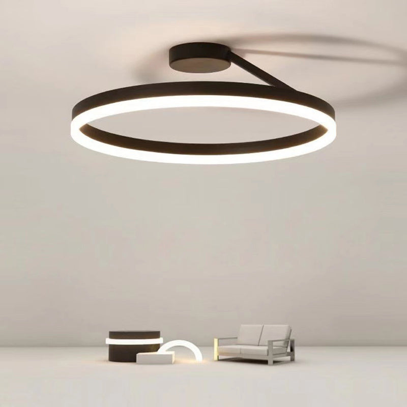 Minimalisme Cirkel LED-plafondlamp Eigentijdse stijl Acryl Semi-inbouwlamp voor slaapkamer-eetkamer