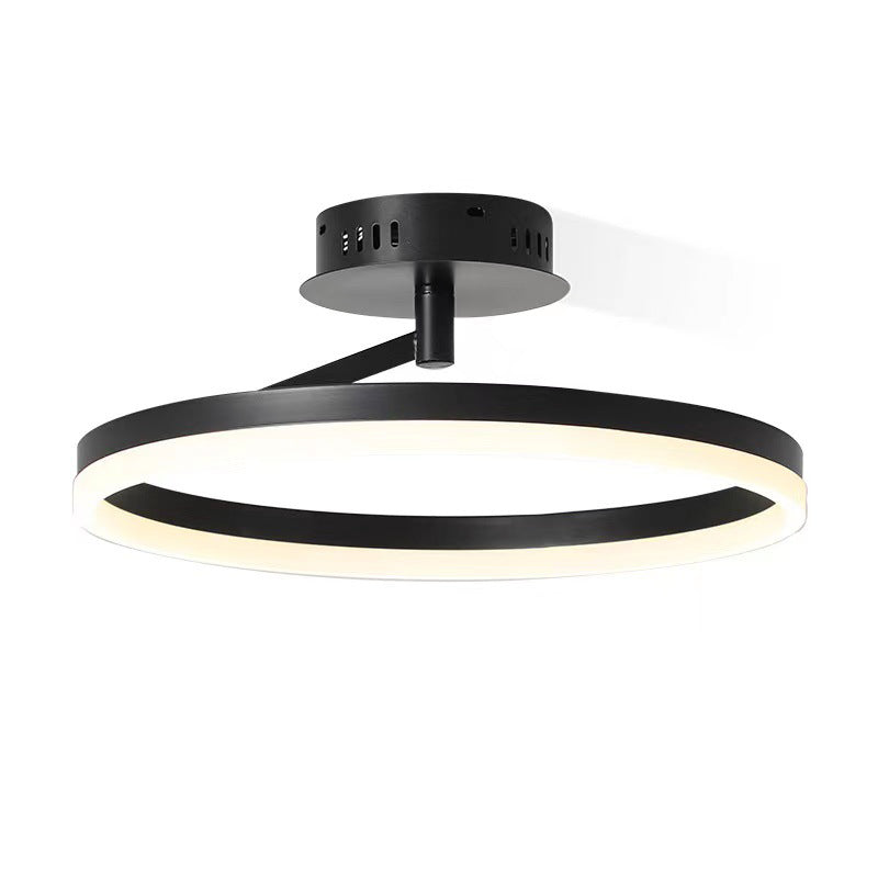 Minimalisme Cirkel LED-plafondlamp Eigentijdse stijl Acryl Semi-inbouwlamp voor slaapkamer-eetkamer
