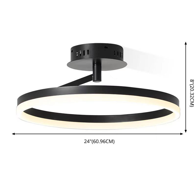 Minimalisme Cirkel LED-plafondlamp Eigentijdse stijl Acryl Semi-inbouwlamp voor slaapkamer-eetkamer