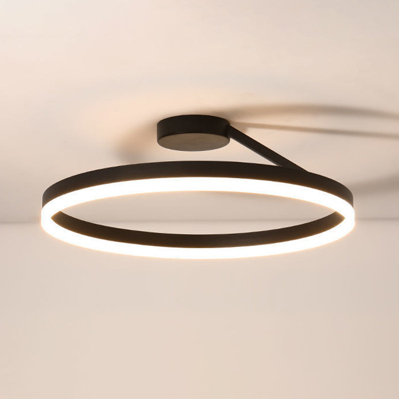 Minimalisme Cirkel LED-plafondlamp Eigentijdse stijl Acryl Semi-inbouwlamp voor slaapkamer-eetkamer
