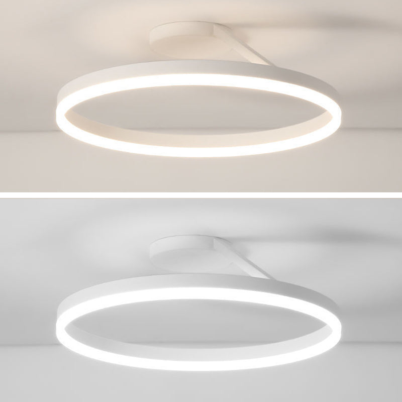 Minimalisme Cirkel LED-plafondlamp Eigentijdse stijl Acryl Semi-inbouwlamp voor slaapkamer-eetkamer