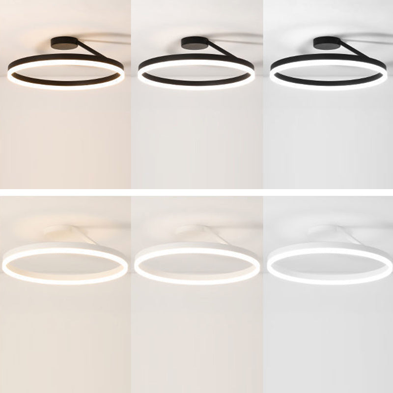 Minimalisme Cirkel LED-plafondlamp Eigentijdse stijl Acryl Semi-inbouwlamp voor slaapkamer-eetkamer