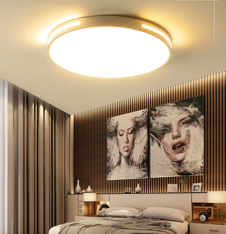 360° Surround Lighting Round LED Ceiling Light Modern Minimalism Metal Openwork Borders Flush Mount Lamp for Study Room