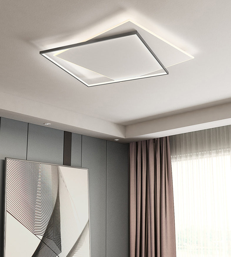 Double Squares Nordic Style LED Ceiling Light Minimalism Ultra-thin Flush Mount Lamp for Living Room