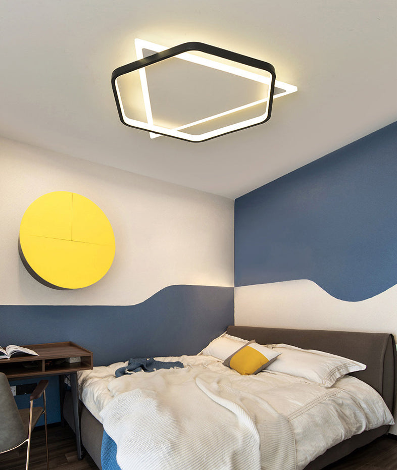 Hexagonal + Triangle Geometric Lines LED Ceiling Light 19.5" Wide Contemporary Minimalism Flush Mount Light