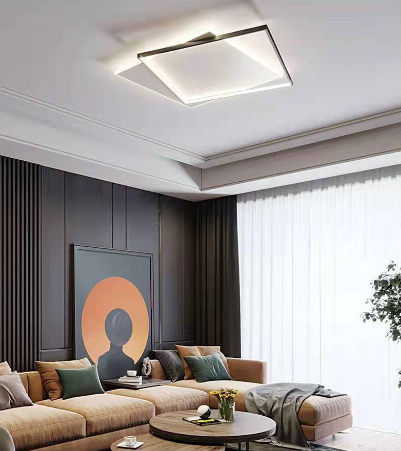 Acryl Double Squares Flush Mount Lighting Moderne Schwarz-Weiß LED Deckenbündige Mount Light