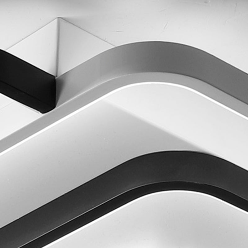 Black-White Maze Design Ceiling Fixture Minimalist Metal LED Flush Mount Light for Bedroom