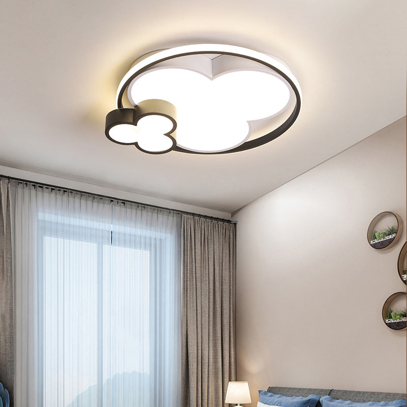 Modern Plum Shaped Flush Light Acrylic Bedroom LED Ceiling Mount Light in Black-White