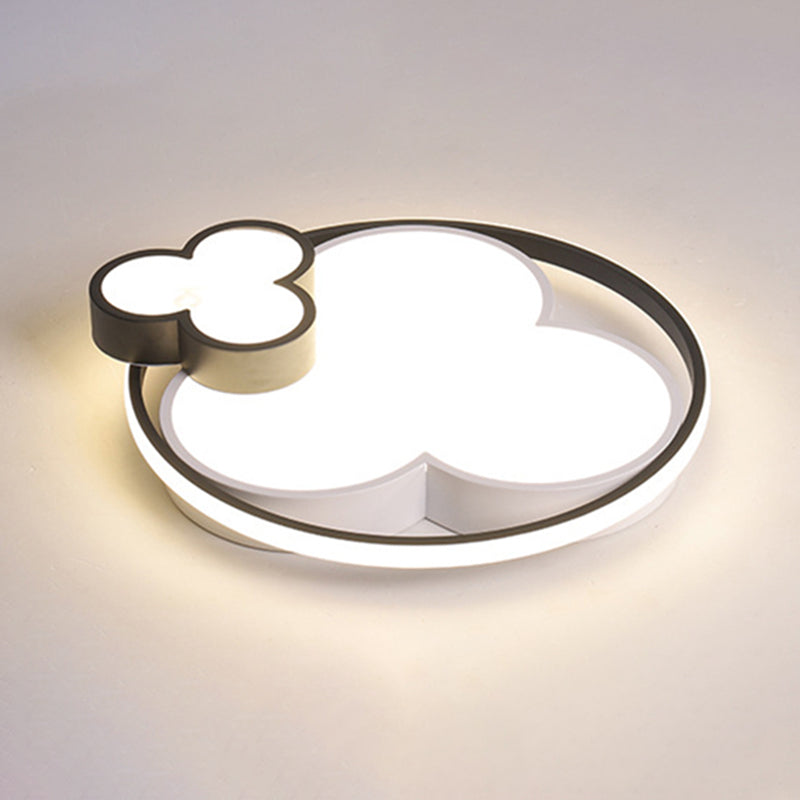 Modern Plum Shaped Flush Light Acrylic Bedroom LED Ceiling Mount Light in Black-White