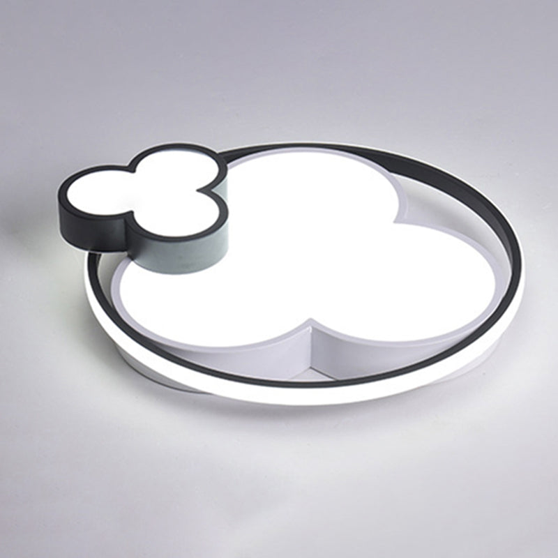 Modern Plum Shaped Flush Light Acrylic Bedroom LED Ceiling Mount Light in Black-White