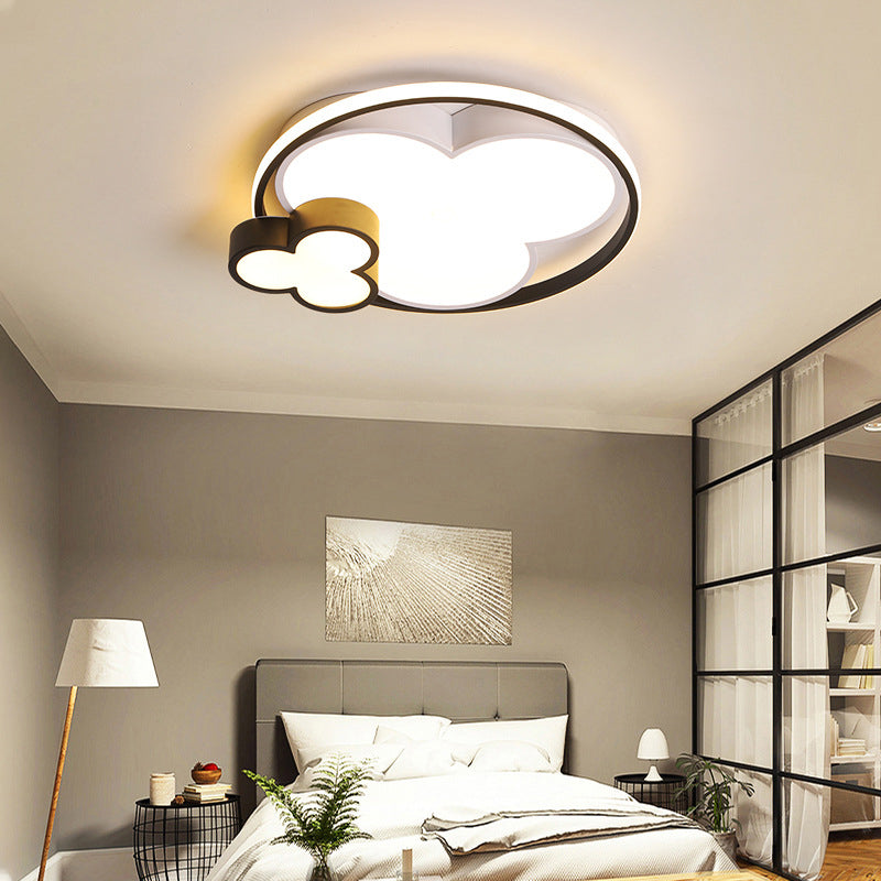Plafonnier LED moderne en forme de prune en acrylique pour chambre à coucher, plafonnier LED en noir et blanc