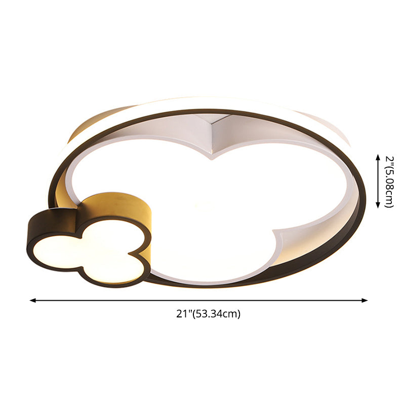 Modern Plum Shaped Flush Light Acrylic Bedroom LED Ceiling Mount Light in Black-White