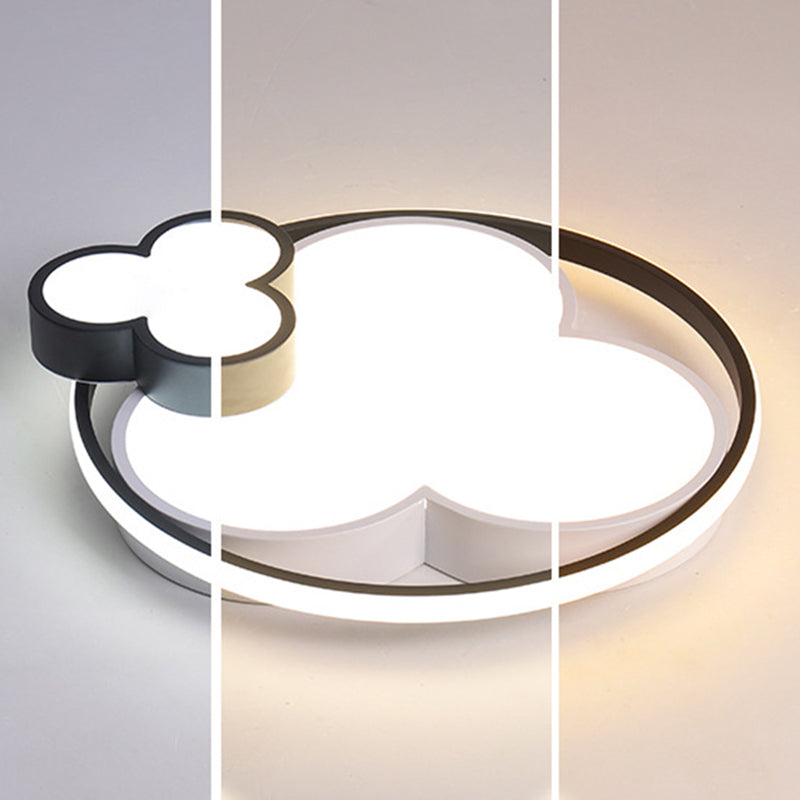 Modern Plum Shaped Flush Light Acrylic Bedroom LED Ceiling Mount Light in Black-White