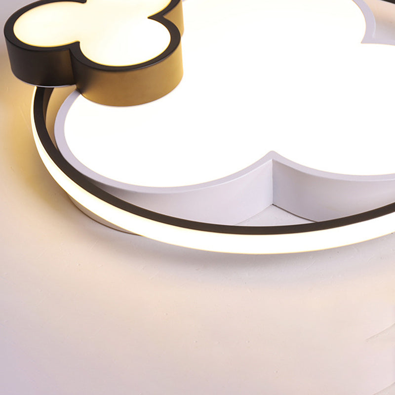 Modern Plum Shaped Flush Light Acrylic Bedroom LED Ceiling Mount Light in Black-White