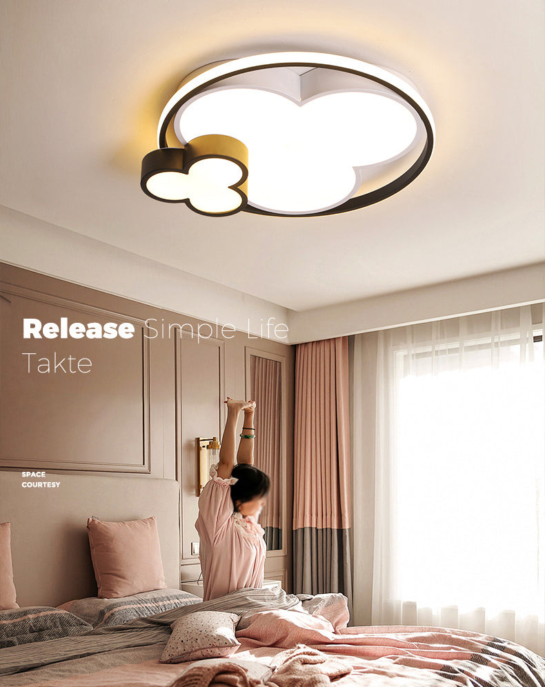 Modern Plum Shaped Flush Light Acrylic Bedroom LED Ceiling Mount Light in Black-White