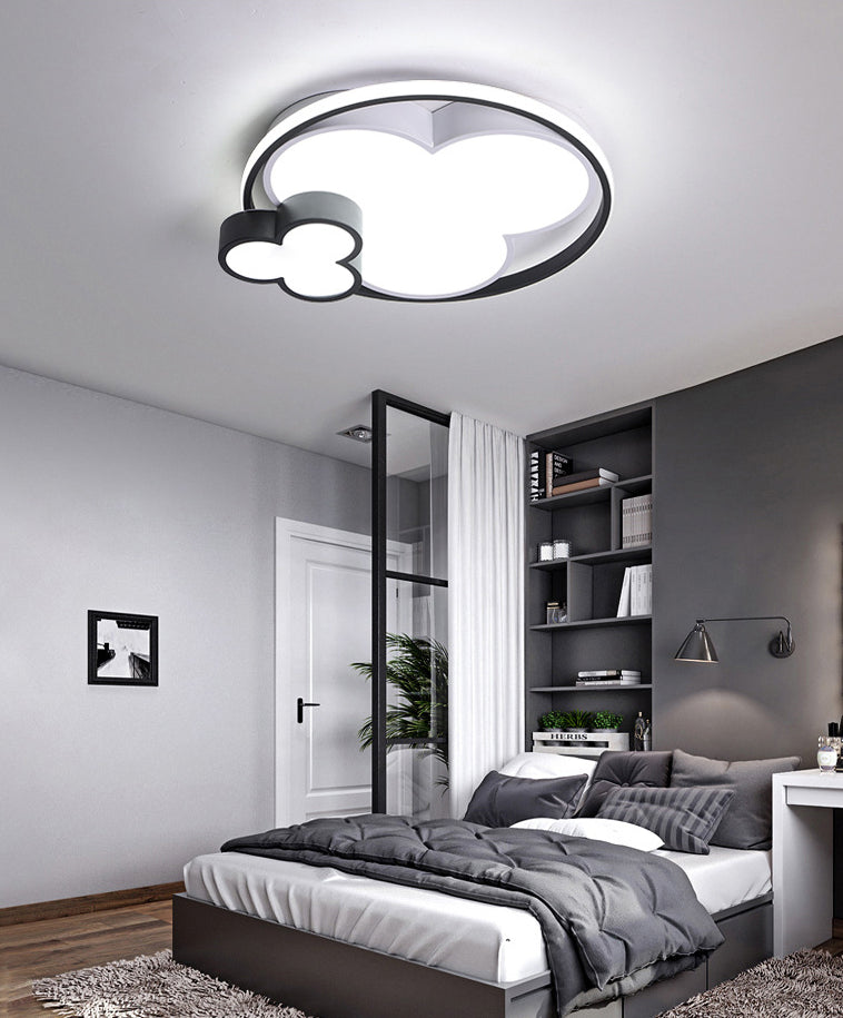Modern Plum Shaped Flush Light Acrylic Bedroom LED Ceiling Mount Light in Black-White
