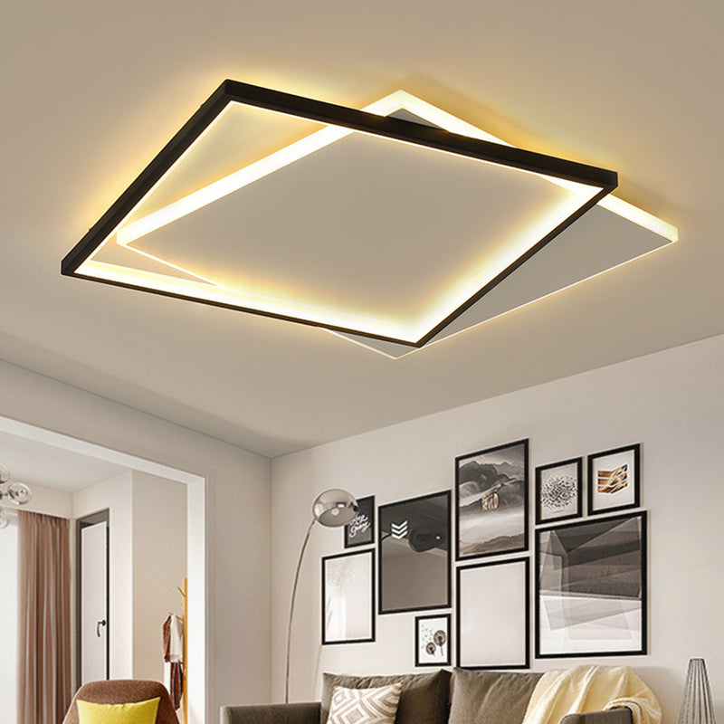 Ultra-thin Flush Mount Lighting Simplicity Metal Black-White LED Ceiling Lamp for Living Room