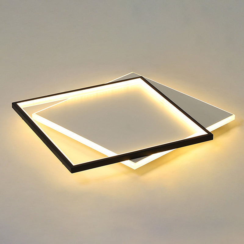 Ultra-thin Flush Mount Lighting Simplicity Metal Black-White LED Ceiling Lamp for Living Room