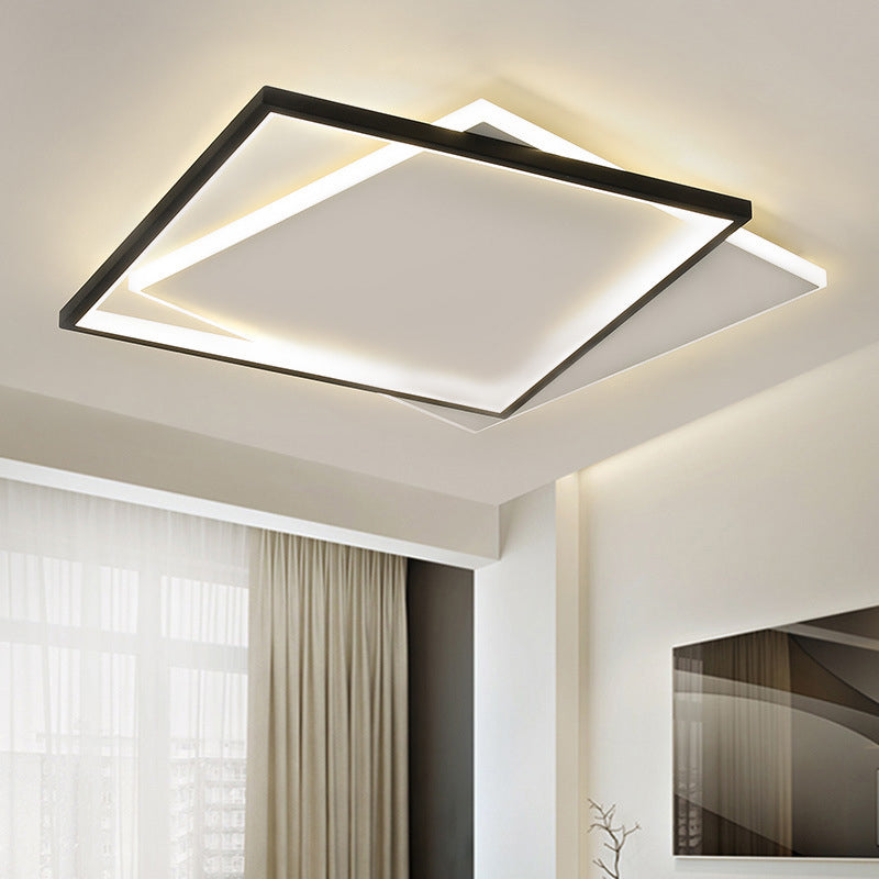 Ultra-thin Flush Mount Lighting Simplicity Metal Black-White LED Ceiling Lamp for Living Room