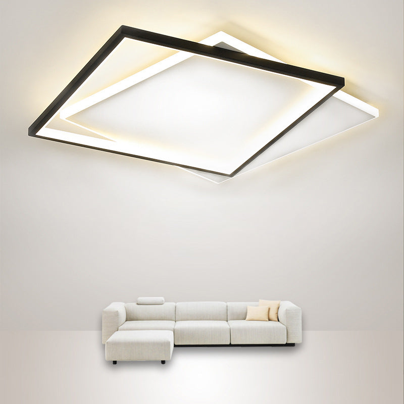 Ultra-thin Flush Mount Lighting Simplicity Metal Black-White LED Ceiling Lamp for Living Room