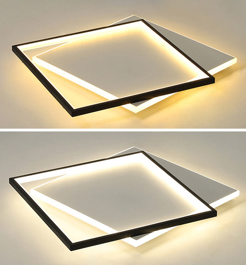 Ultra-thin Flush Mount Lighting Simplicity Metal Black-White LED Ceiling Lamp for Living Room