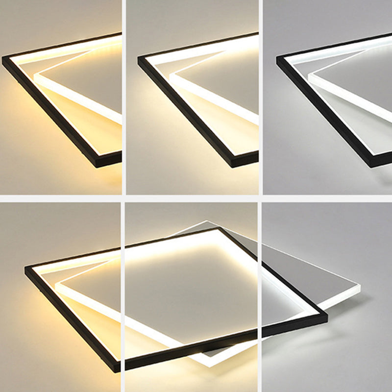 Ultra-thin Flush Mount Lighting Simplicity Metal Black-White LED Ceiling Lamp for Living Room