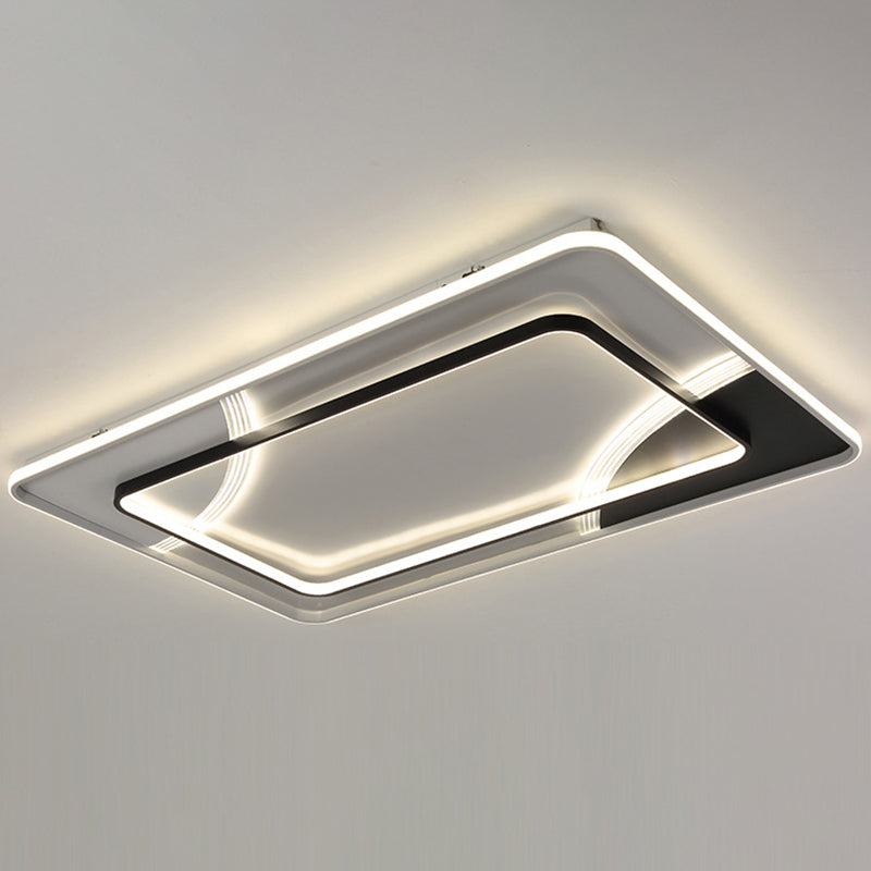 Plafonnier LED minimaliste plafonnier géométrique noir et blanc avec abat-jour en acrylique
