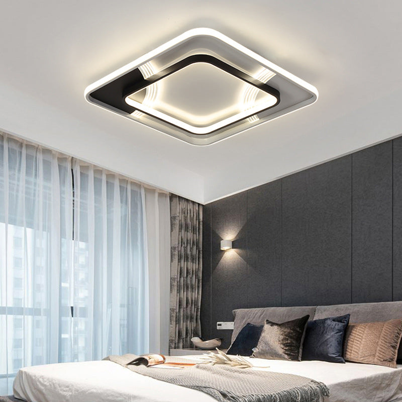 Plafonnier LED minimaliste plafonnier géométrique noir et blanc avec abat-jour en acrylique