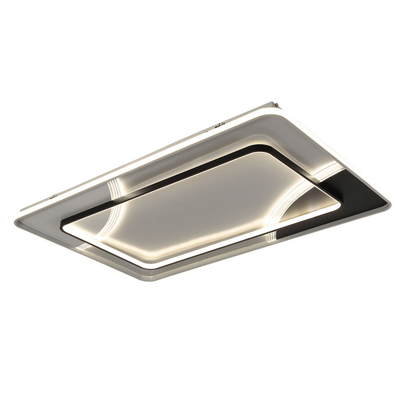 Minimalist LED Ceiling Lamp Black and White Geometric Flush Light with Acrylic Shade