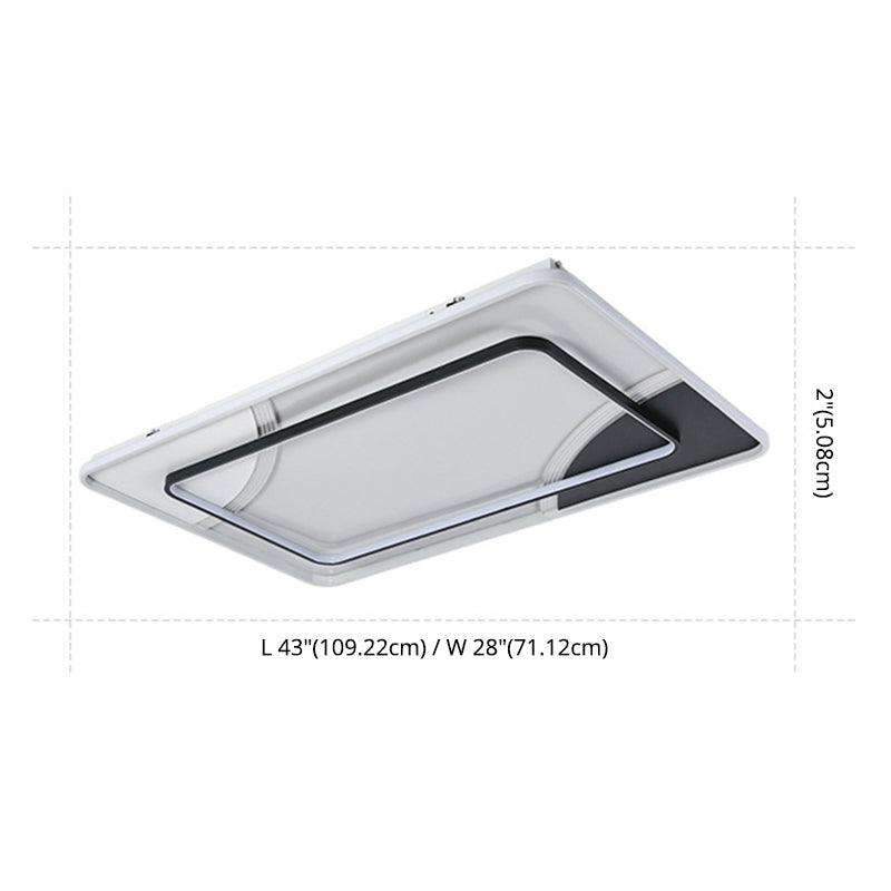 Minimalist LED Ceiling Lamp Black and White Geometric Flush Light with Acrylic Shade