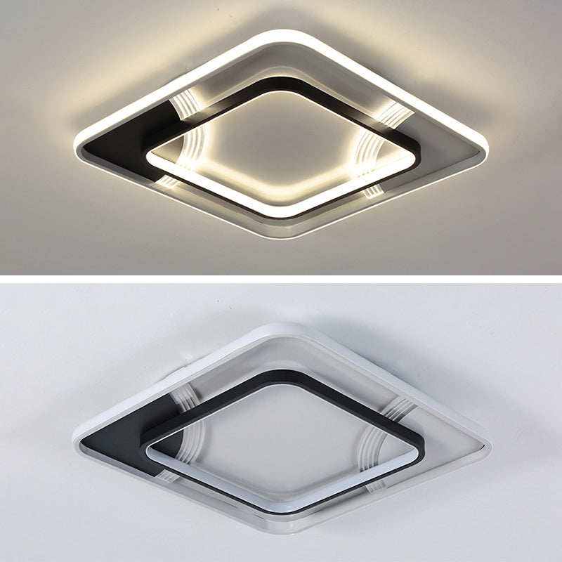 Plafonnier LED minimaliste plafonnier géométrique noir et blanc avec abat-jour en acrylique