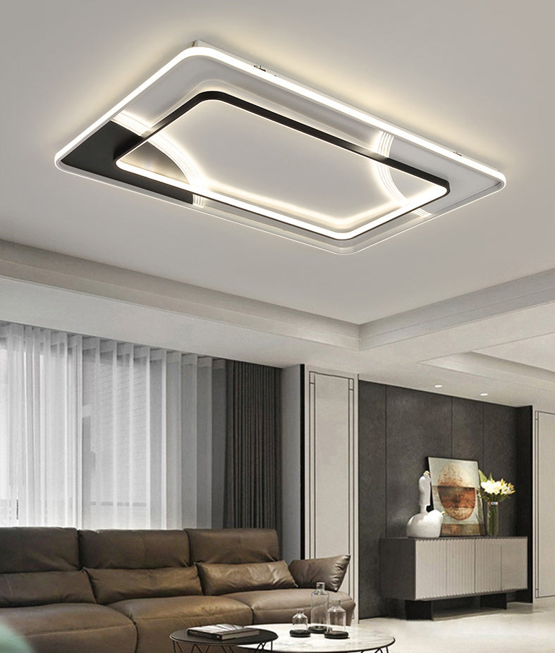 Plafonnier LED minimaliste plafonnier géométrique noir et blanc avec abat-jour en acrylique