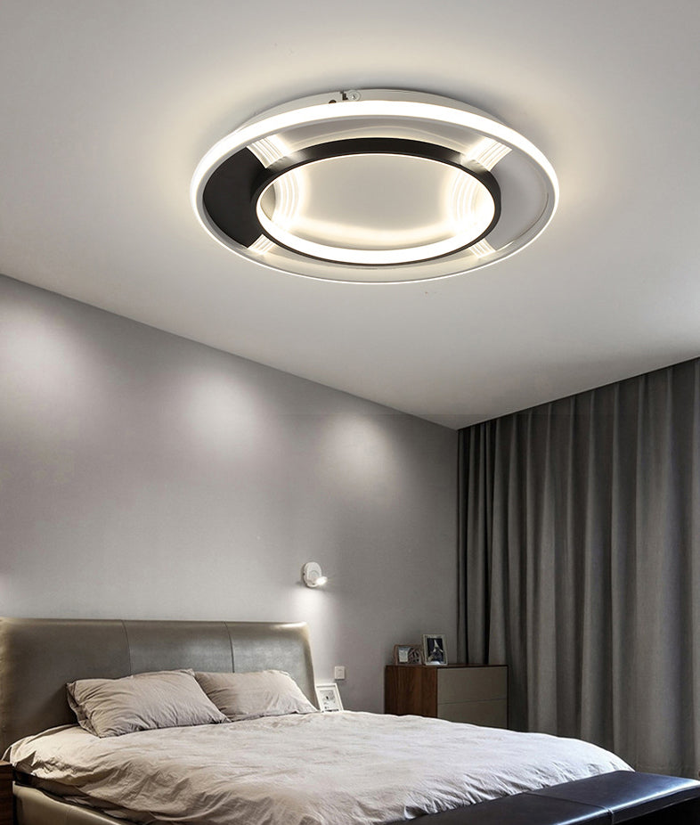 Plafonnier LED minimaliste plafonnier géométrique noir et blanc avec abat-jour en acrylique