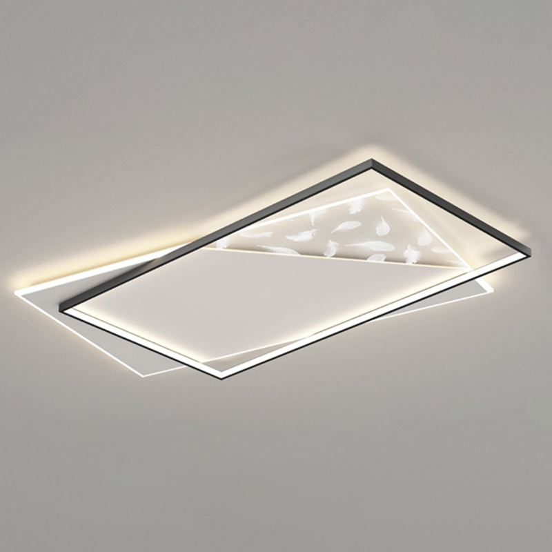 Plumage acrylique encastré moderne noir et blanc LED salon plafonnier fixations