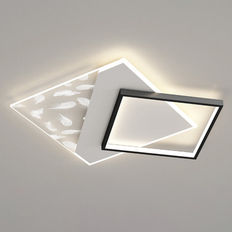 Plumage acrylique encastré moderne noir et blanc LED salon plafonnier fixations