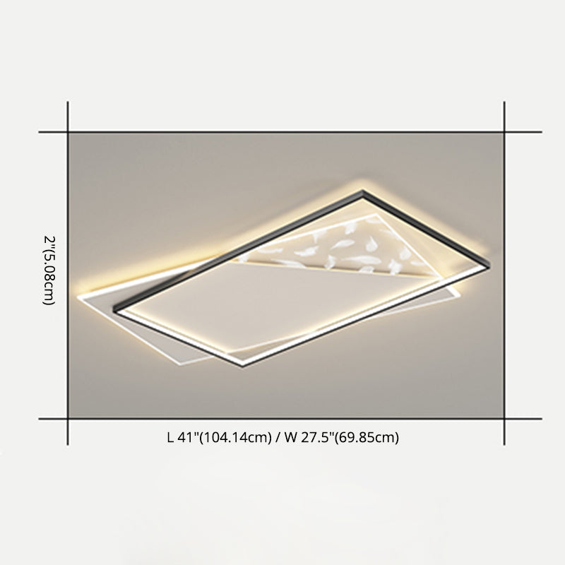 Plumage acrylique encastré moderne noir et blanc LED salon plafonnier fixations