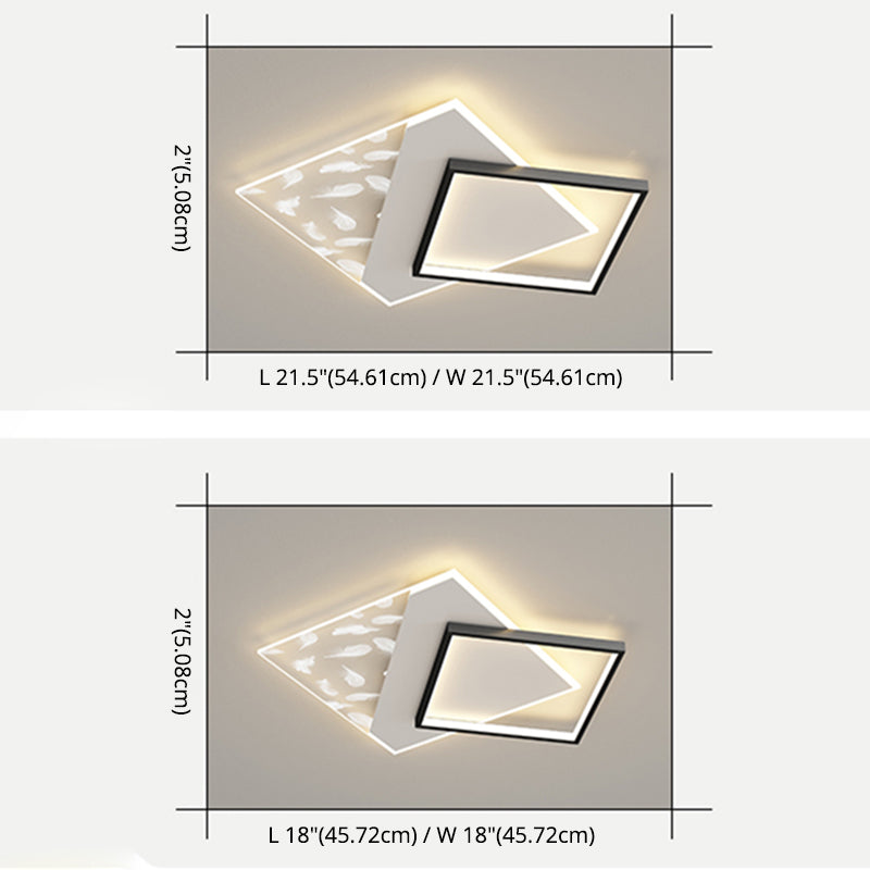 Plumage acrylique encastré moderne noir et blanc LED salon plafonnier fixations