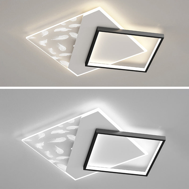 Plumage acrylique encastré moderne noir et blanc LED salon plafonnier fixations