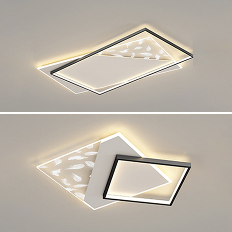 Plumage acrylique encastré moderne noir et blanc LED salon plafonnier fixations