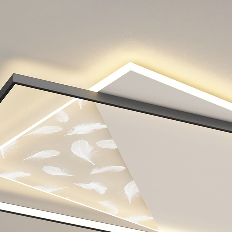 Plumage acrylique encastré moderne noir et blanc LED salon plafonnier fixations