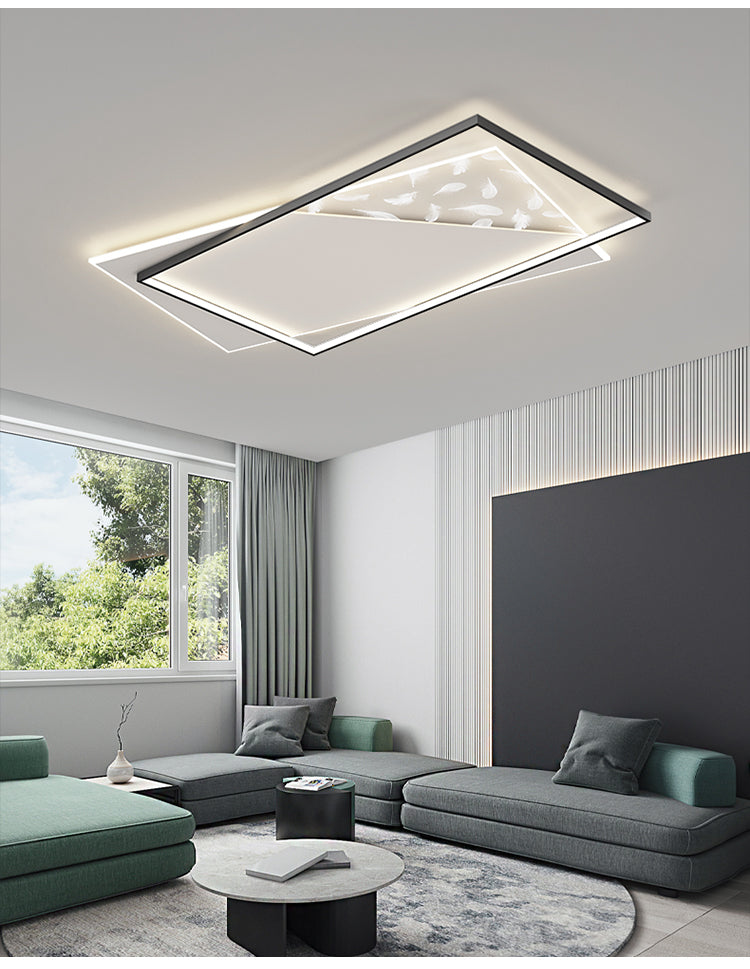 Plumage acrylique encastré moderne noir et blanc LED salon plafonnier fixations