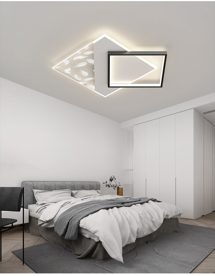 Plumage acrylique encastré moderne noir et blanc LED salon plafonnier fixations