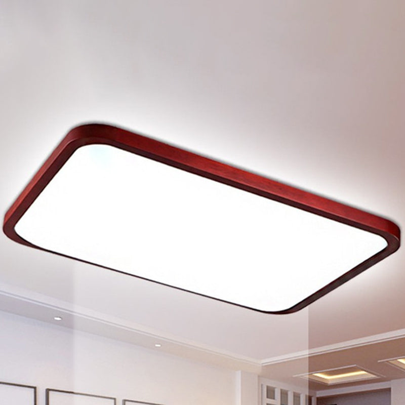 Rechteckige Deckenleuchte aus Holz mit abgerundeten Ecken, moderne LED-Einbauleuchte für Schlafzimmer