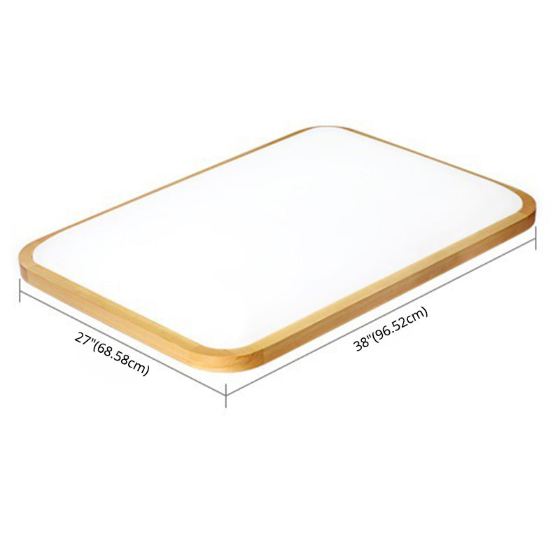 Rechteckige Deckenleuchte aus Holz mit abgerundeten Ecken, moderne LED-Einbauleuchte für Schlafzimmer