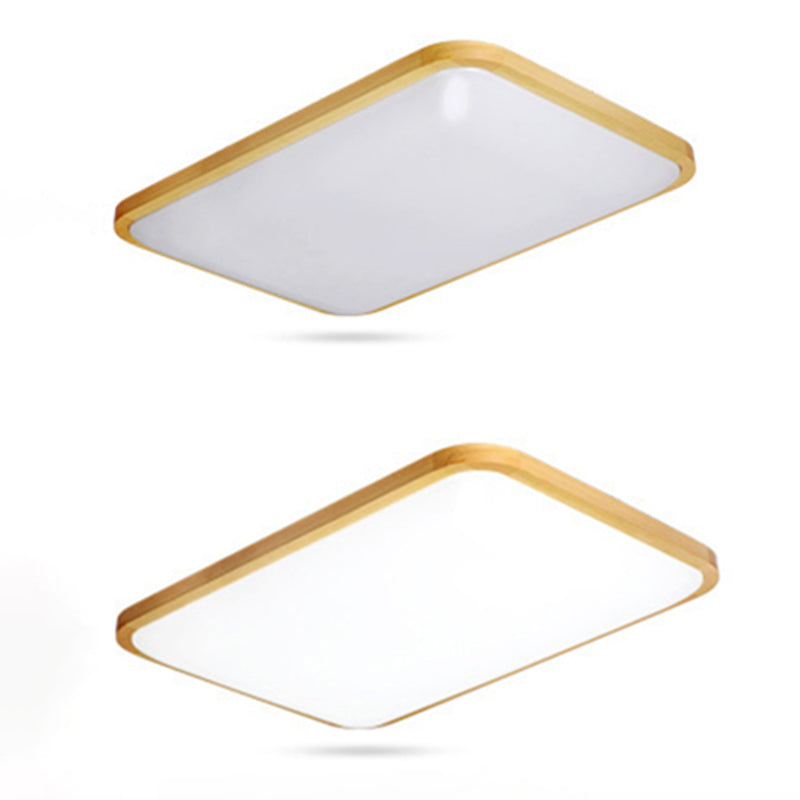 Rechteckige Deckenleuchte aus Holz mit abgerundeten Ecken, moderne LED-Einbauleuchte für Schlafzimmer