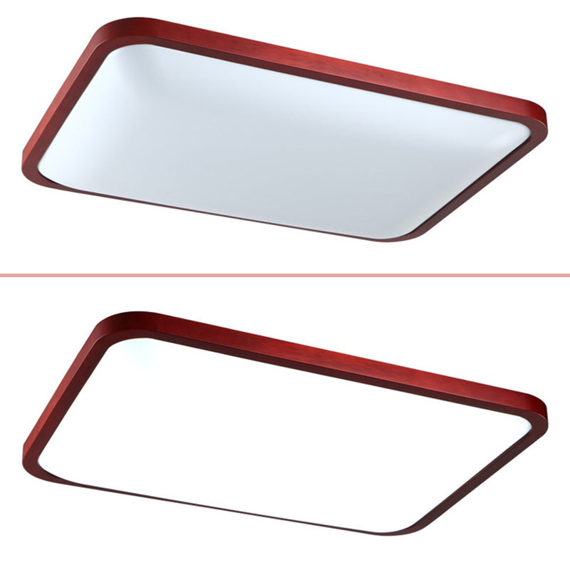 Luminaire de plafond rectangulaire à coins arrondis en bois, plafonnier LED contemporain pour chambre à coucher