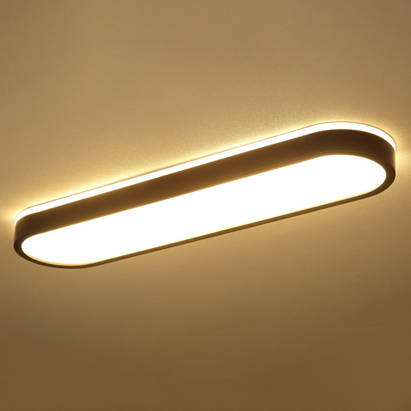 Lampe encastrée ovale marron foncé, plafonnier LED simple en bois avec Design rétroéclairé