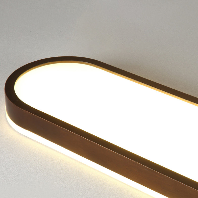 Lampe encastrée ovale marron foncé, plafonnier LED simple en bois avec Design rétroéclairé
