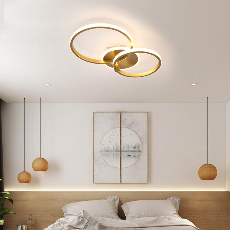 Circle Semi Flush Mount Light Fixture 2 Lights Acrylic Contemporary Ceiling Lights Flush Mount
